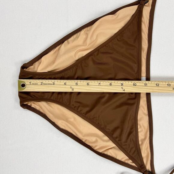 J Crew Women's O Ring Curved Waist Cheeky String Bikini Bottom 3X Brown BF173 - Picture 9 of 10